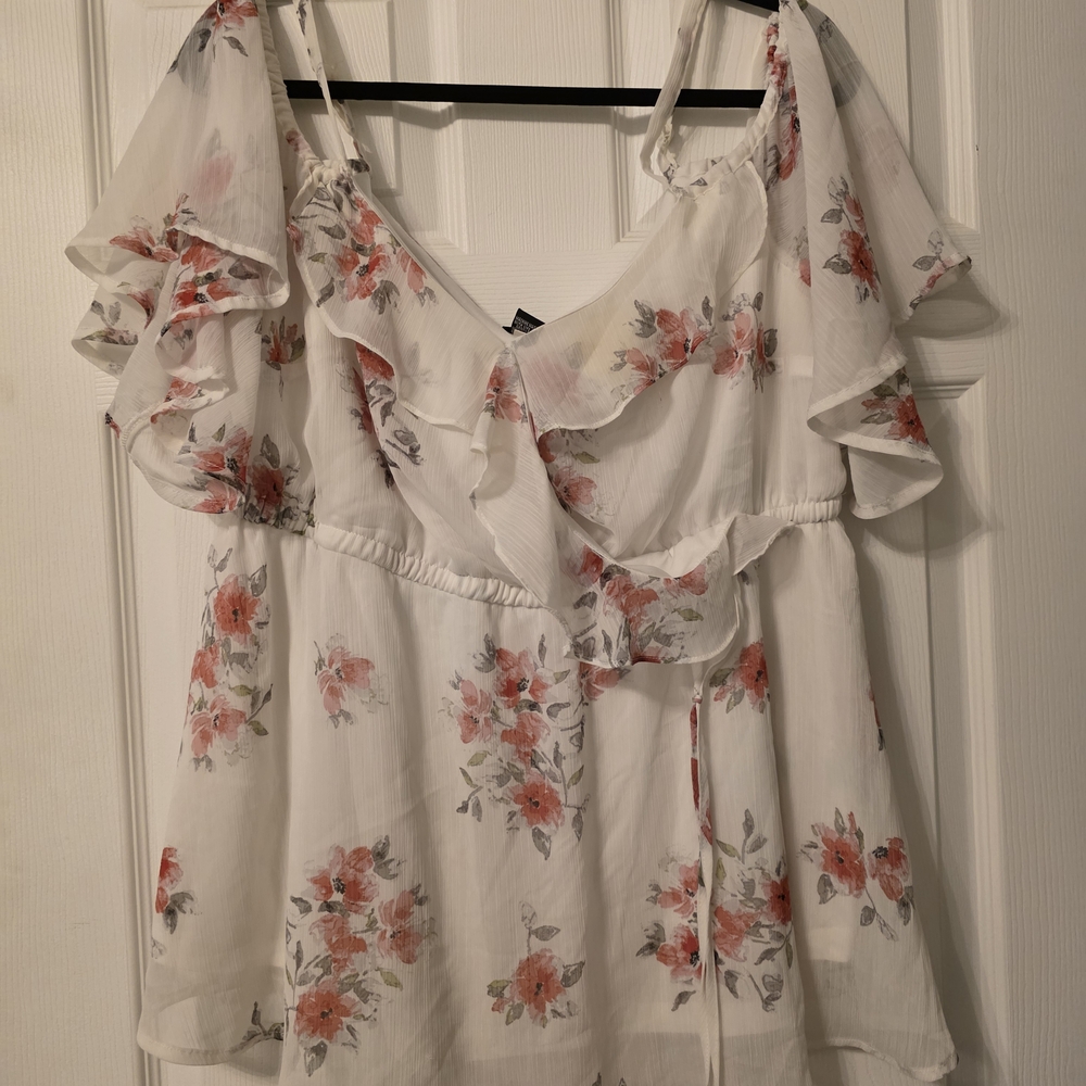 Torrid Floral Ruffle Blouse Off The Shoulder